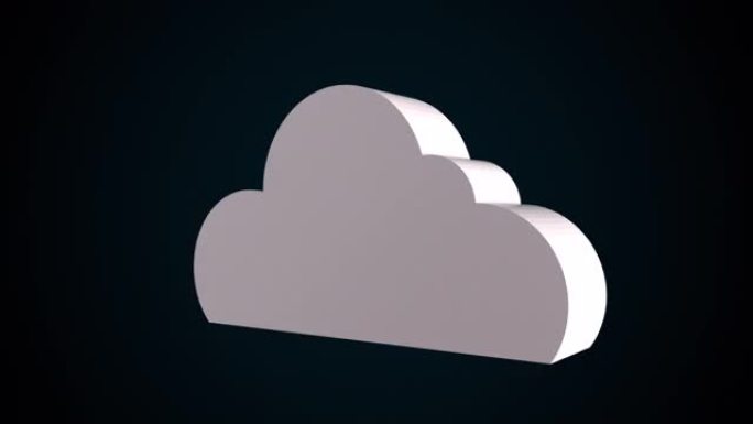 计算机生成的3d云在黑暗背景上旋转。数字数据存储的3d渲染符号
