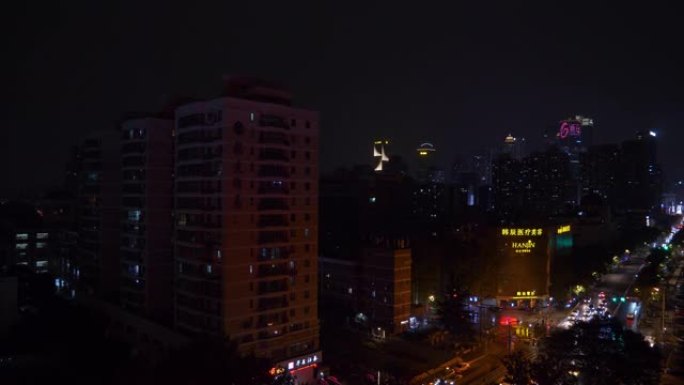 南京市中心近时交通街屋顶全景4k中国