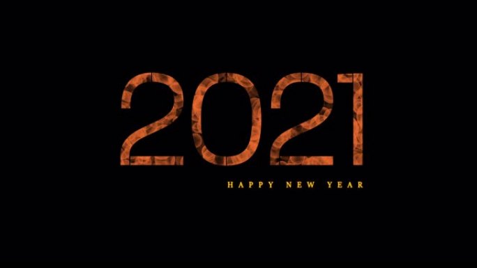 4k橙色Bokeh 2021新年快乐黑色背景