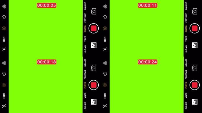 绿屏智能手机上录像的取景器将开始计数。