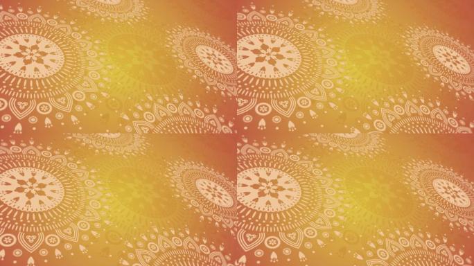 民族曼陀罗装饰背景循环动画与抽象花卉形状
