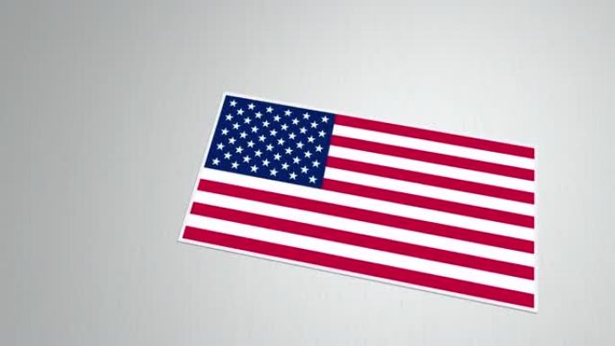 印有美国国旗的明信片。