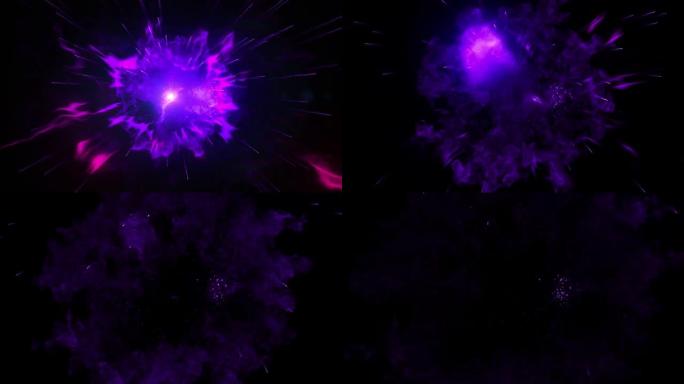 紫色动力冲击波爆炸火粒子效应