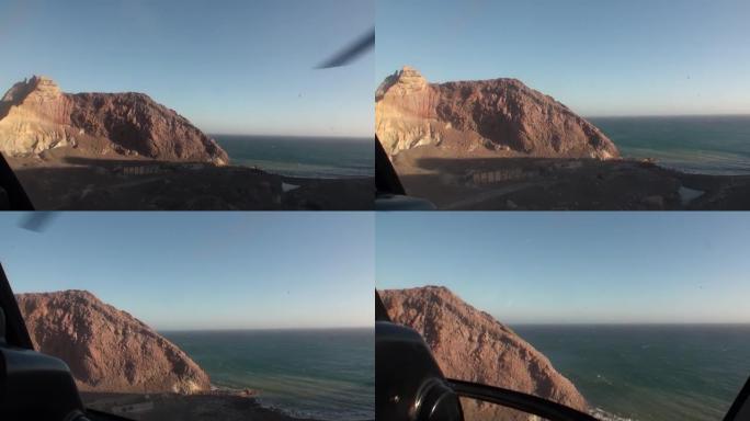新西兰直升机上方的海洋景观。