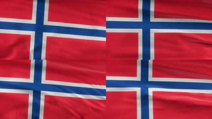 挪威国旗飘扬在风seamles环3d动画。4 k的决议