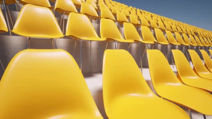 体育场竞技场4k的现代黄色空座位