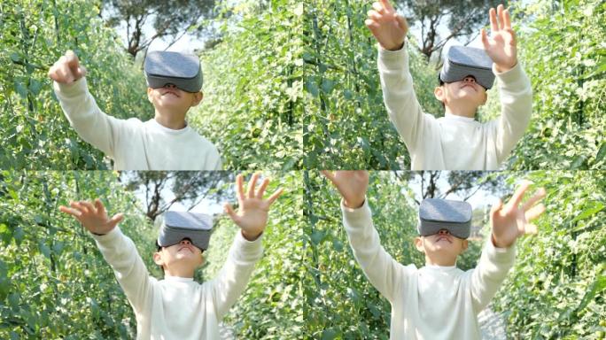 玩VR设备的男孩玩VR设备