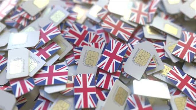 一堆带有英国国旗的sim卡