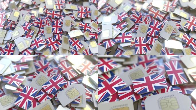 一堆带有英国国旗的sim卡