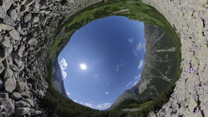 在落基山小径上徒步旅行景观小行星隧道透视