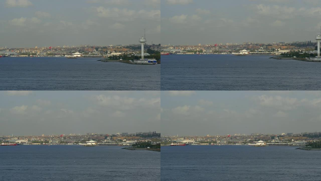 伊斯坦布尔海岸航拍海岸船只