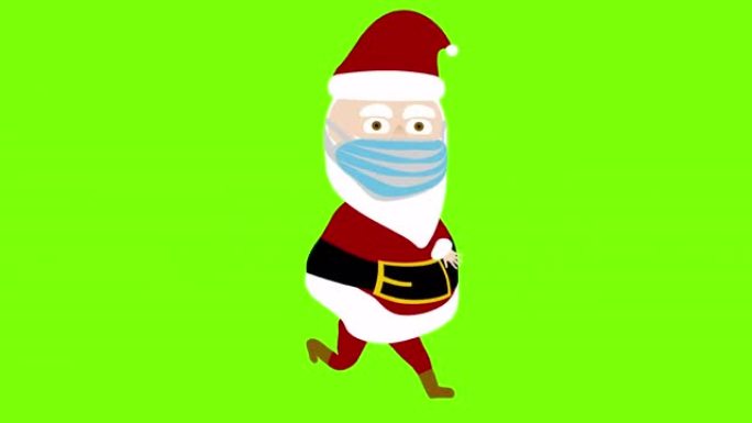 蒙面卡通圣诞老人跑步