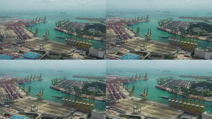夏日新加坡城市世界著名港湾停车场空中全景4k