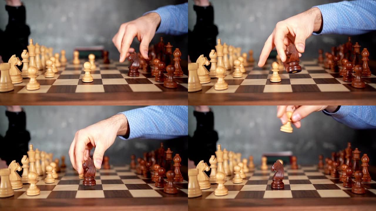 象棋游戏和黑骑士吃白棋子