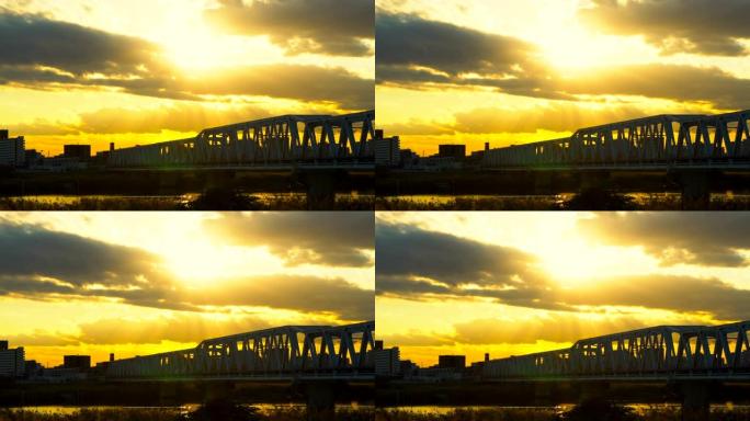 用太阳光线观看桥梁和天空
