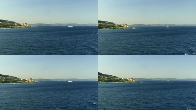 美丽的海景，有渡船去达达尼尔海峡