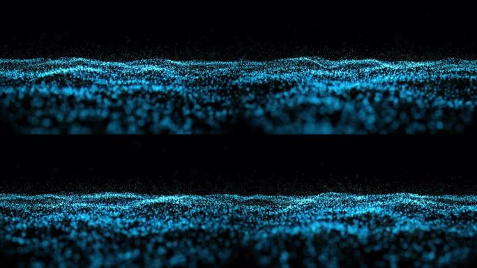 闪耀粒子的抽象运动背景。带有波粒的数字签名，闪闪发光。蓝色成分