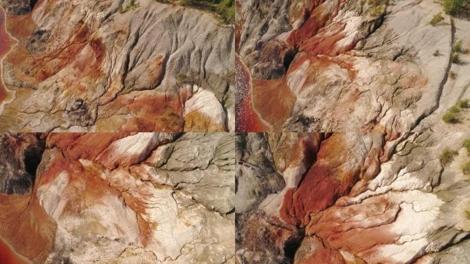 乌拉尔火星。斯维尔德洛夫斯克地区的粘土采石场。红水。鸟瞰图。全高清FHD