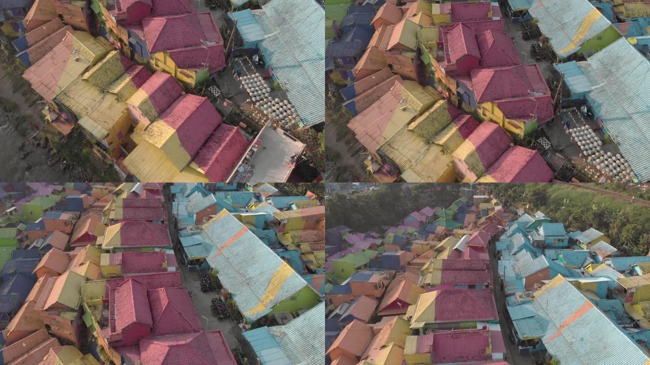 彩虹村的鸟瞰图。