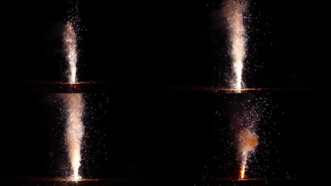 印度排灯节期间花盆爆竹燃烧的慢动作镜头。排灯节背景，人们通过燃放鞭炮来享受排灯节