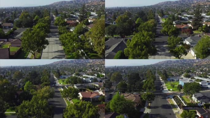 加州伯班克的住宅街道和住宅无人机鸟瞰图