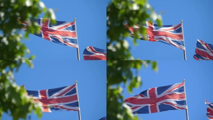 英国国旗迎风飘扬，慢镜头180帧/秒