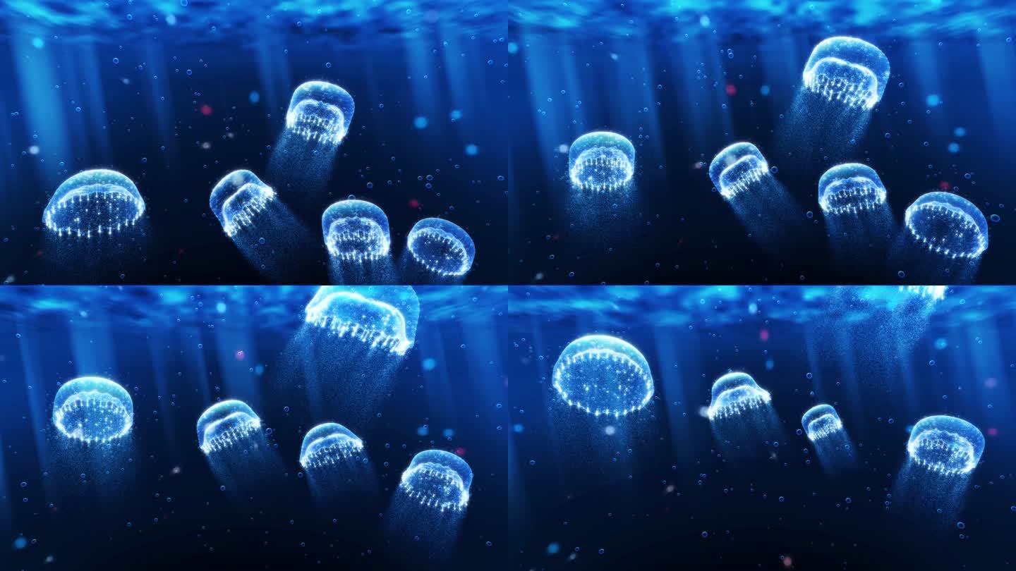 8K深海粒子水母