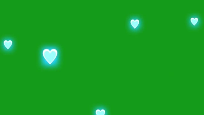 绿色屏幕背景的发光心脏运动图形