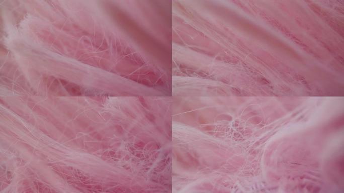4k多莉拍摄抽象宏观粉色毛皮。