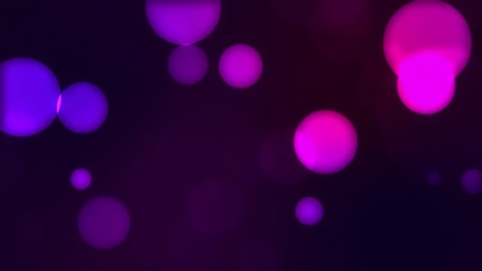抽象圆形紫色闪光散景流动运动在黑暗的背部，4k动画
