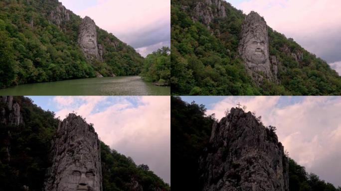 罗马尼亚多瑙河峡谷岩石雕刻的desebal头