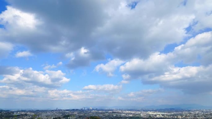 日本福冈市景观晴天蓝天城市