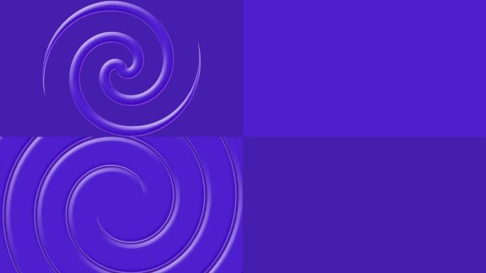 紫色抽象3D动态和螺旋圆形图案，无缝循环，抽象催眠背景，4k