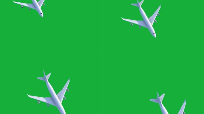 飞机在绿色背景上飞行 (chromakey)