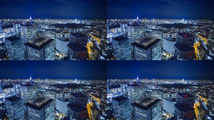 新宿的夜景衬砌着摩天大楼