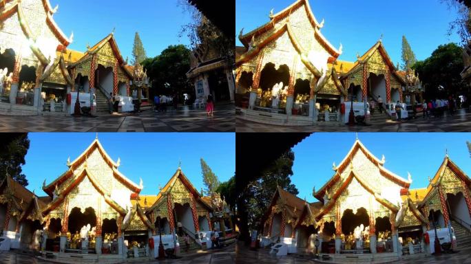 泰国清迈-2020年12月8日-泰国清迈Wat Phra That Doi Suthep寺庙的金山