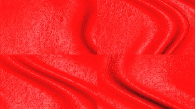 红色纹理画布的熔化波。