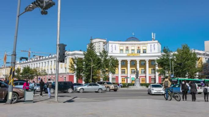 乌兰巴托市中心的十字路口