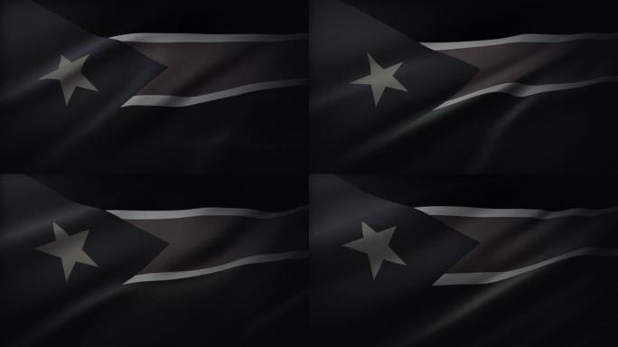 4k南苏丹国旗在风中挥舞，织物纹理高度细致