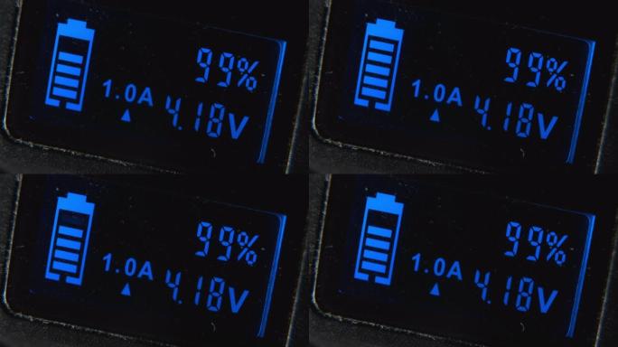 蓝色数字发光数字充电设备屏幕