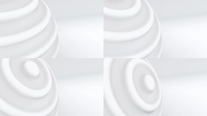 白色圆形元素。用波浪绘制球形的3d渲染。计算机生成的抽象背景