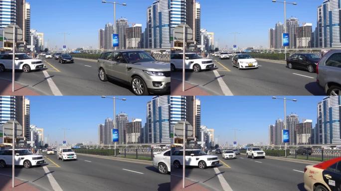 迪拜谢赫扎耶德公路汽车交通。