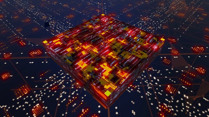高端未来感科技量子芯片计算机视频