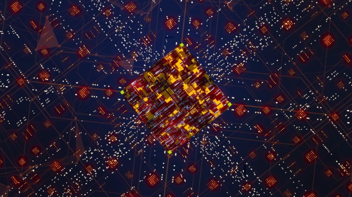 高端未来感科技量子芯片计算机视频
