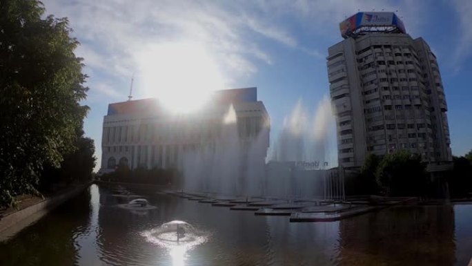 哈萨克斯坦阿拉木图的城市喷泉