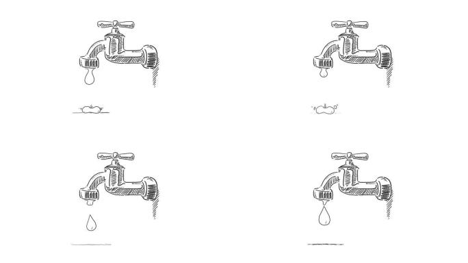 滴水水龙头动画MG卡通节约用水