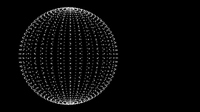 白色未来轮廓地球旋转。抽象丛球体动画