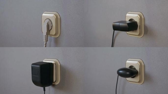 电力消耗-将电源插头插入墙壁插座