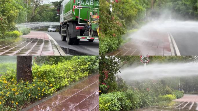 城市绿化花草养护灌溉浇水洒水车浇灌花草