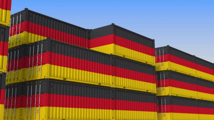 装满德国国旗集装箱的集装箱码头